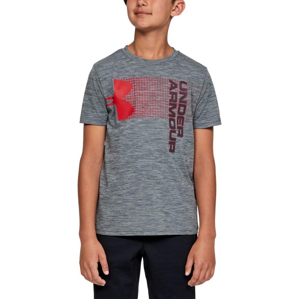 Under Armour Boys HeatGear Loose Space Dye Stealth Gray Red S‎ UA Crossfade Tee
